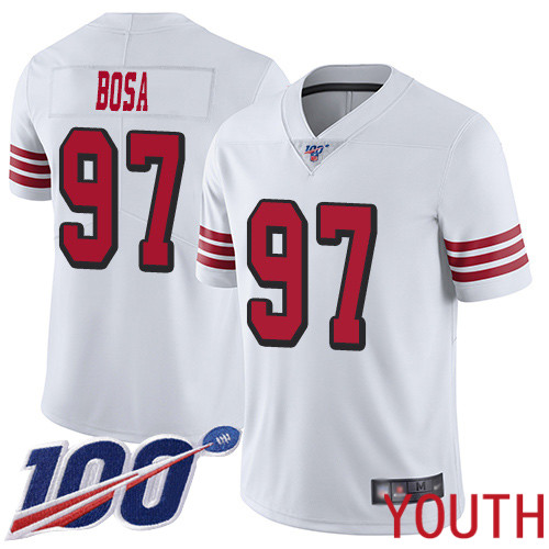 San Francisco 49ers Limited White Youth Nick Bosa NFL Jersey #97 100th Season Rush Vapor Untouchable->san francisco 49ers->NFL Jersey
